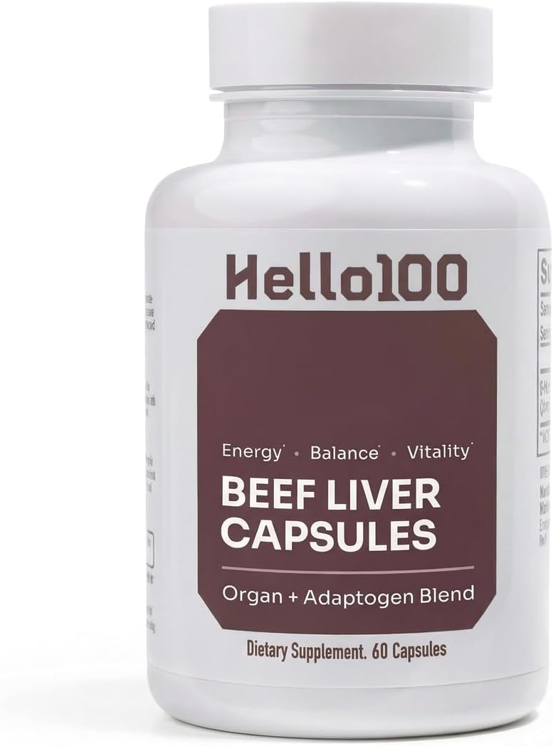 Grass Fed Beef Liver Capsules - Desiccated Pasture Raised Beef Organ Supplement for Women & Men - Natural Iron Vitamin A & B12 for Energy & Liver Support - Non-GMO Superfood - 30 Day Supply