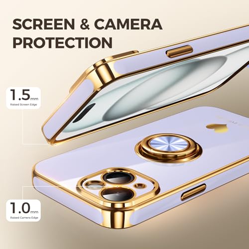 Coque iPhone 15 souple antichoc avec anneau support et 2 verres