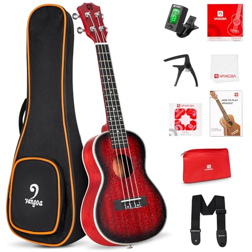 Vangoa Ukulele for Beginners, 23 Inch Ukulele Kit Mahogany Bundle