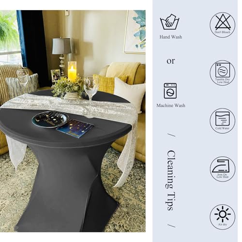 Housse de table haute stretch 80 cm grise de qualité supérieure