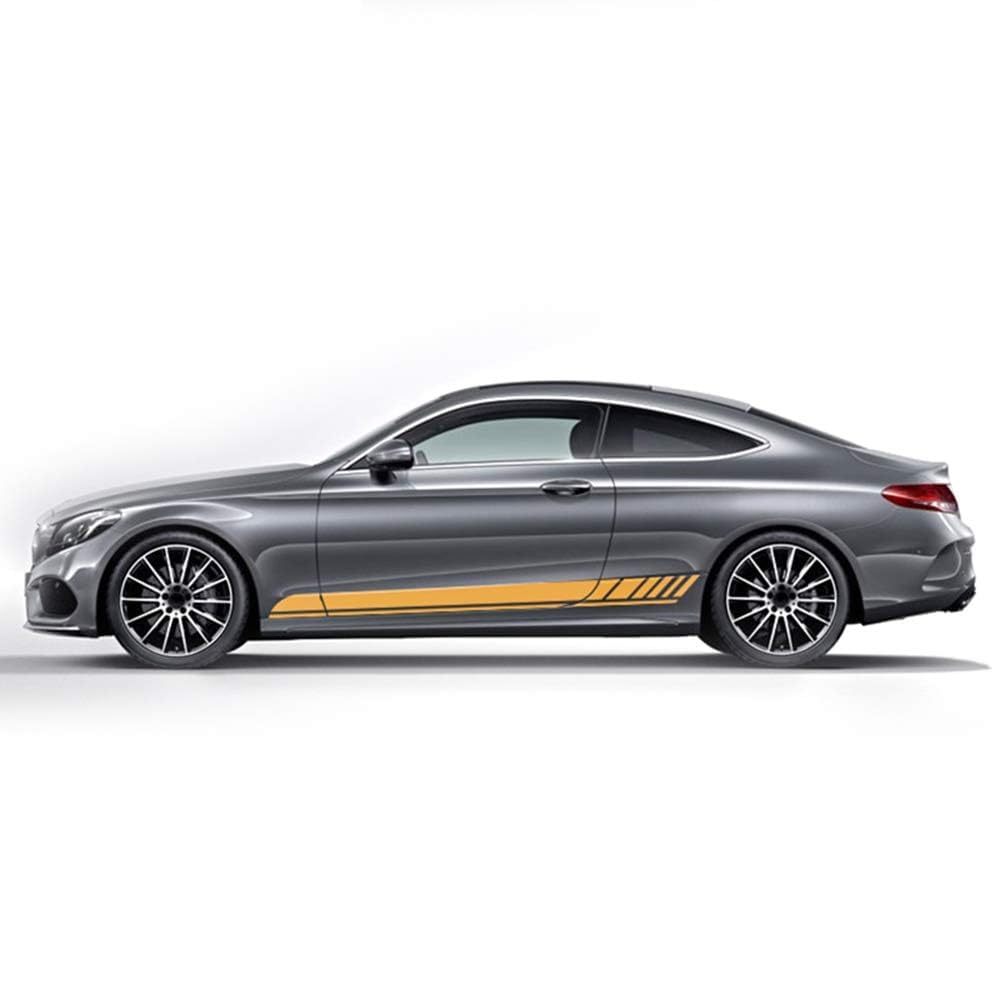 UNCLE LIAO Car Side Skirt For Mercedes Benz C Class W205 C63 C43 A205 C205 S205 C180 200 250 300 Auto Car Door Sticker Side Step Skirt.,Yellow