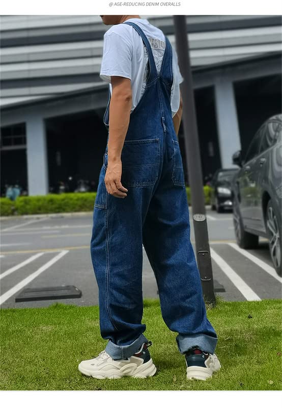 VIVICOLOR Peto Informal para Hombre, Pantalones Vaqueros, Peto, Mono Vaquero de Ajuste Relajado para Hombre, Ropa de Calle, Monos Ajustados
