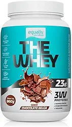 Equaliv The Whey 960g – Whey Protein Concentrado, Isolado e Hidrolisado para Ganho de Massa e Recuperação Muscular – Sabor Chocolate Belga, Adoçado Naturalmente