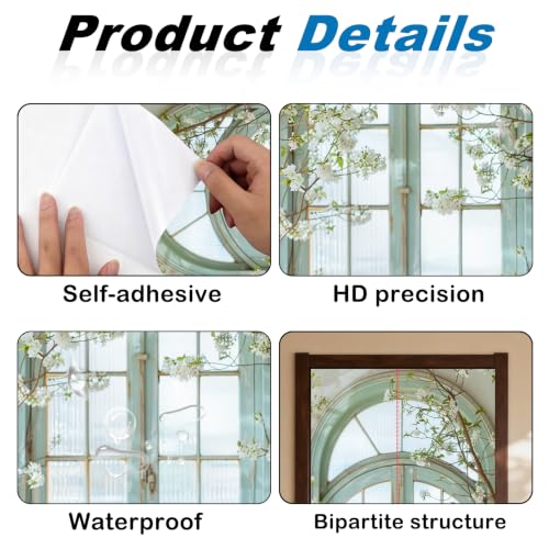 Image of Nuxovilar Floral Door Stickers Peel Stick PVC 30.31x78.74 in Cover | Door Stickers Wall Decals Peel Stick Cover Vinyl Art Poster Nursery Studio Balcony (Pastel Floral)