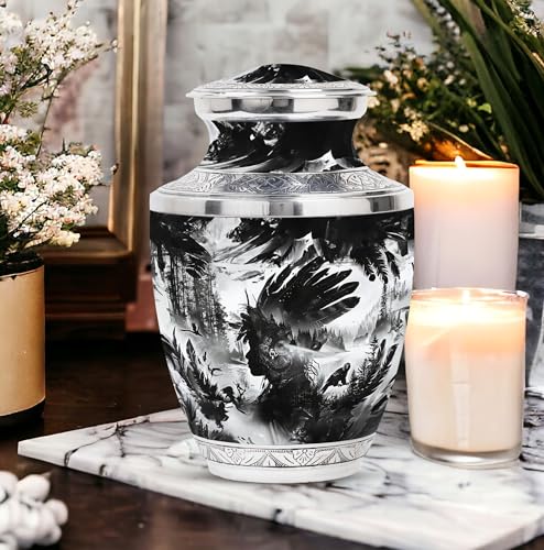 Image of Native American Themed Urns - Cremation Urn - Cremation Urns for Human Ashes Adult Male - Decorative Urns - Ashes Urn Adult (10 inch Pack of 1)