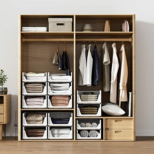 Image of URBAN LUXY Foldable Plastic Rack for Storage /Kitchen Cupboard /Sturdy Wardrobe for Clothes /Multipurpose Storage Organizer /Closet for Bedroom /Living Room /Laundry (FOLDABLE STACKABLE BASKET-WHITE, 1PCS)