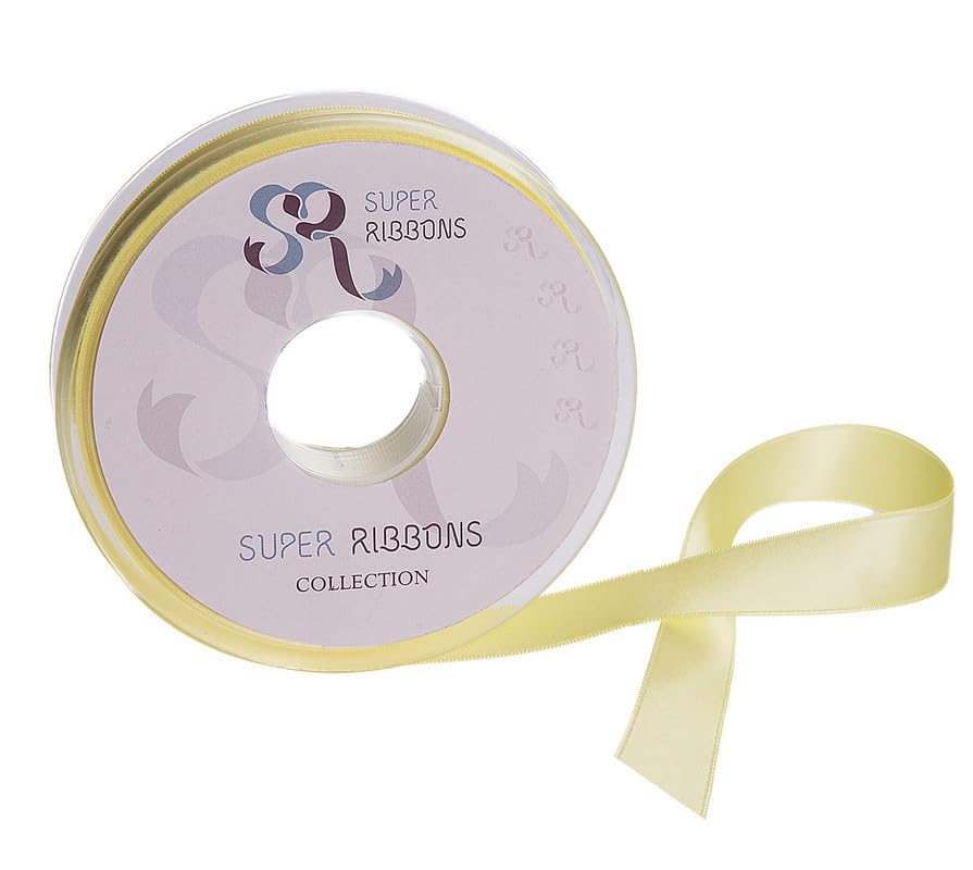 SR SUPER RIBBONS®™- Full Reel 38mm Double Faced Satin Ribbon, 20 Metres on Reel - Yellow — image 1