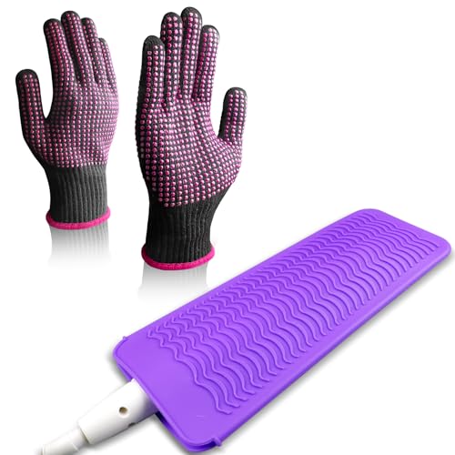 Abvsdu Heat Gloves & Silicone Mat for Hair Styling (2 pcs)