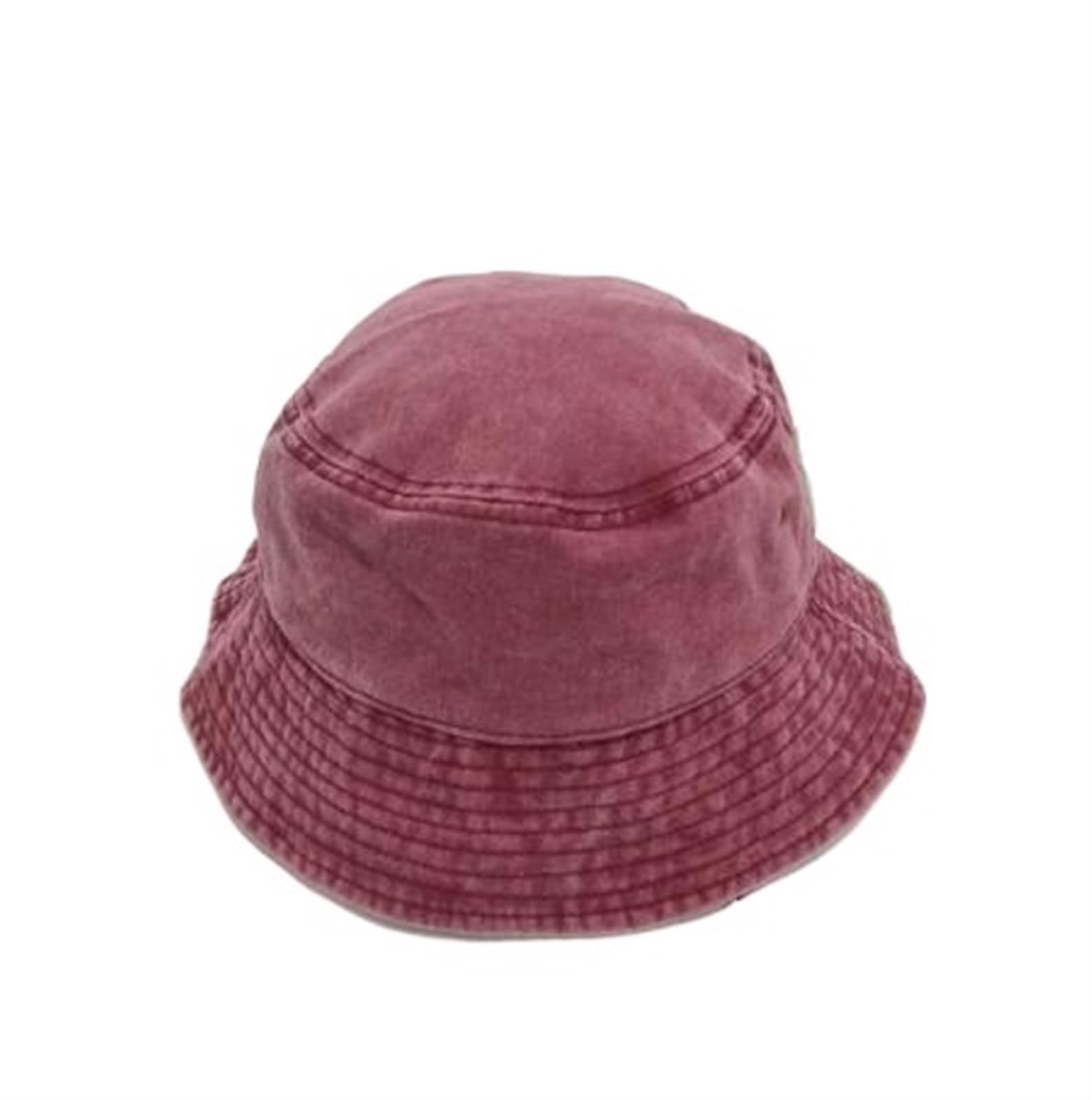 TRRYUIP Bucket Hat Washed Denim Bucket Hat Women Fisherman's Unisex Caps(Winered)