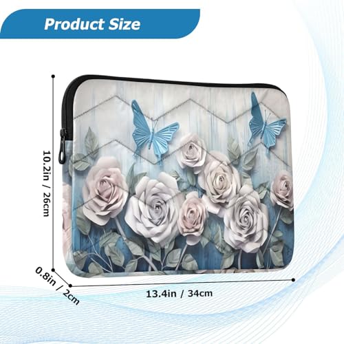 Funda para portátil 13-14 pulg. con diseño de rosas blancas miniatura 3