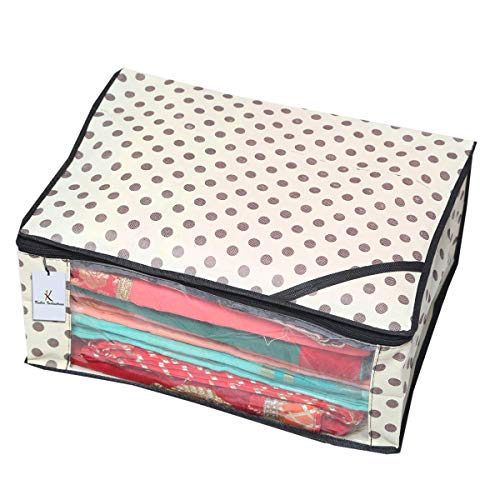 Image of Kuber Industries 18 Piece Non Woven Saree Cover Set, Ivory,CTKNEW165