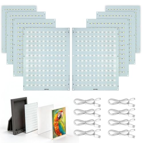CreatryLab Lithophane LED Backlight Board Kit 120 LEDs Uniform Backlight for Bambu Lab P1 X1 A1 Series 156x120mm Type-C PCB for CMYK 3D Printed Photo Models 8 Packs