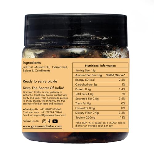 Image of Grameen Chator Jackfruit Pickle - 100g (Pack Of 1) | Authentic Homemade Traditional Achar |No Artificial Preservatives| Authentic Less Oil | Sun Dried Achar - Spicy & Tangy