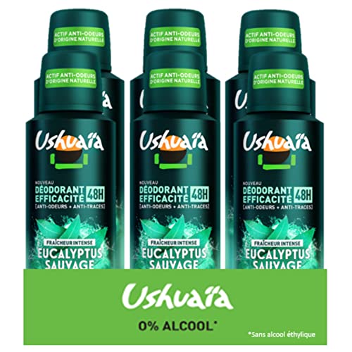 Ushuaia Homme Eucalyptus Sauvage deodarant atomiseur anti odeur lot de 6