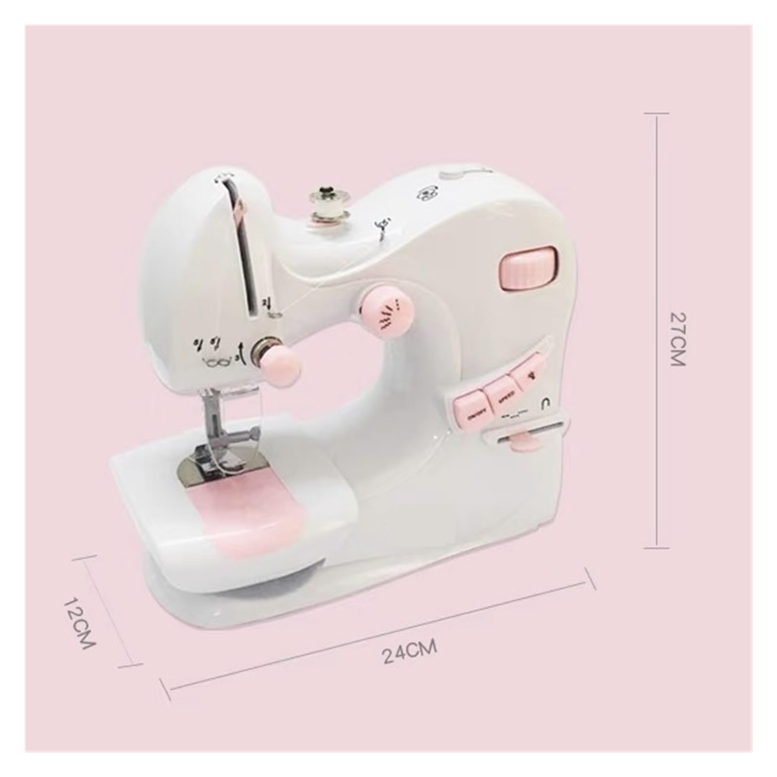 Mini máquina de Coser eléctrica de Doble Velocidad con Aguja, Herramienta de sobrehilado doméstica UFR-601, Potente, silenciosa y Estable.