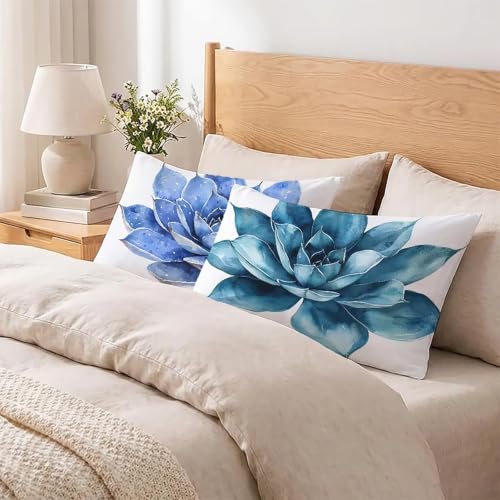 Housse de coussin impermeable bleu lotus 40 x 60 cm qui resiste a l eau du jardin