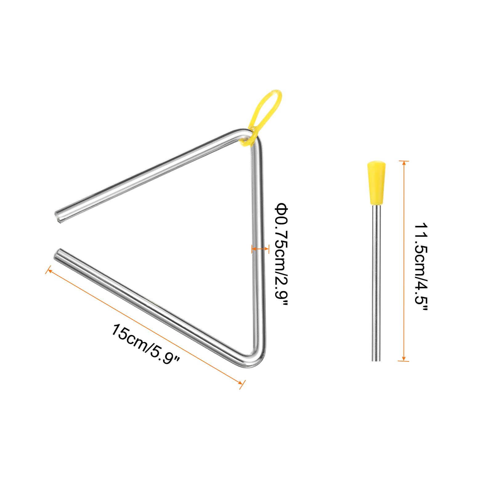 PATIKIL 14" Triangolo Musicale in Acciaio, 2pz Percussione Manuale con Bacchetta, Strumenti per Creare Rumore Batteria Concerti Band Riunioni Familiari Sport Competitivi