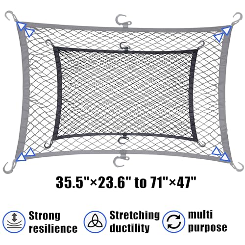 Image of Cargo Net for Utility Folding Wagon, Beach Cart,Trolley Cart, Cover,Garden Cart Cover - Elastic Heavy Duty Nylon Net with 6 Hooks - Outdoor Wagon Accessories (35.5 inchx23.6 inch to 71 inchx47 inch)(6)