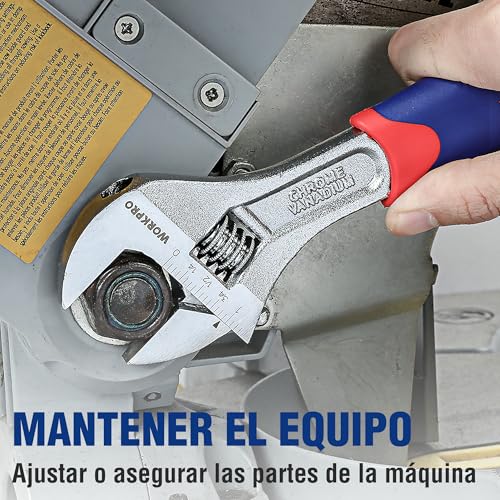 Miniatura 6 de Workpro 3pcs Llave Ajustable 150, 200, 250 Mm , Llave Inglesa Acero Cr-V, Con Mango Cómodo, Llave Inglesa Profesional Con Gran Apertura