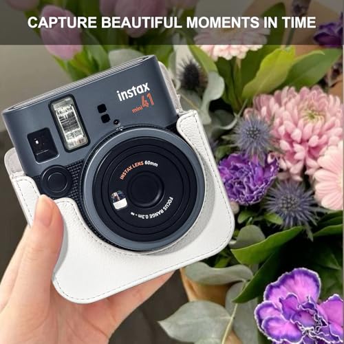 Funda para cámara Fujifilm Instax Mini 41 en piel PU blanca miniatura 3