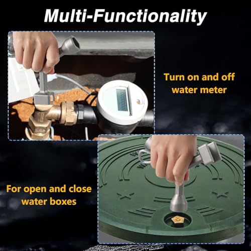Image of EVRBUL Meter Curb Box Key Wrench for Meter Pit Cover with Pentagon Nut Water Meter Valve Shut Off Tool Meter Box Covers Key Meter Pit Lids Key for Standard and Large Pentagon Bolts