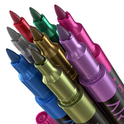 Arteza Wine Glass Markers, Set Of 8 Metallic Pens, Quick-Drying Erasable Markers For Wine Glasses, Glass Boards And Other Surfaces, For Decorating, Brainstorming, And Labelling #TOP3