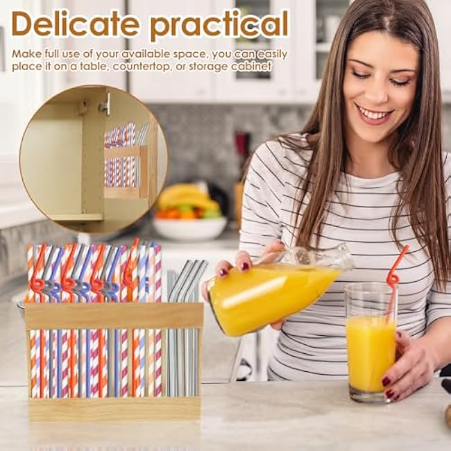 Straw Holder for Cabinet Door Reusable Straw Organizer with Double Sided Adhesive Tape Straws Organizer Cabinet Straws Holder Dispenser for Kitchen