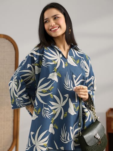 Image of Libas Printed Cotton A Line Kurti Suit