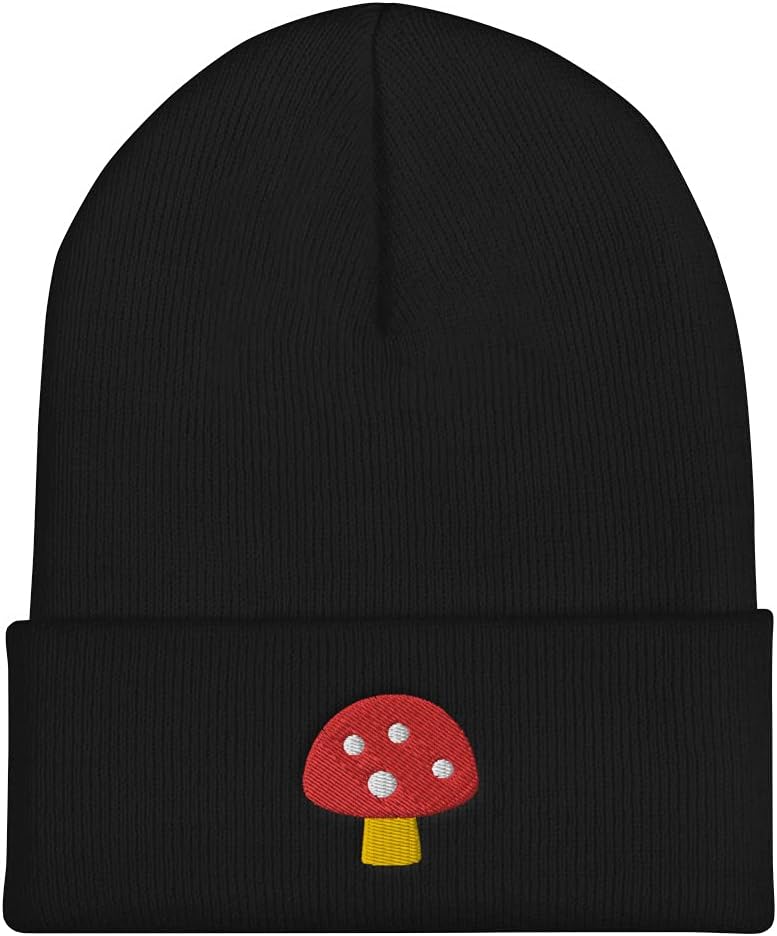 BirdBird Cute Mushroom Embroidered Women Men Cuffed 100% Turbo Acrylic Beanie Hat Cap