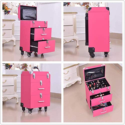 BYCDD Trolley Kosmetikkoffer Schminkkoffer, Schönheit Multikoffer Etagenkoffer Make-up Koffer für Maskenbildner… – Bild 3