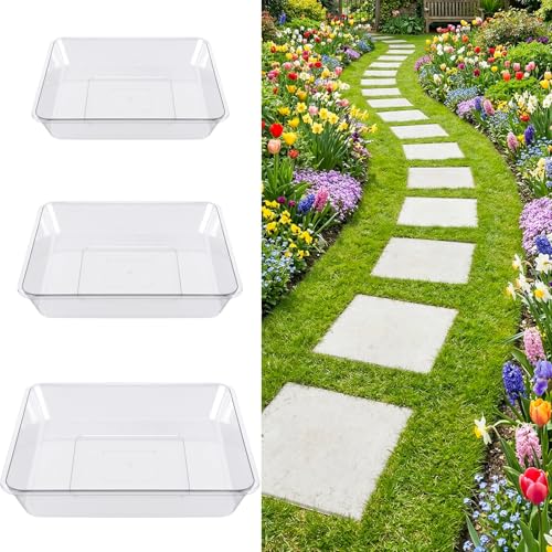 U0U 3 Size Square Stepping Stone Mold 8 10.2 12.2 Reusable Stepping Sone Molds for Concrete Plastic Cement Molds for Casting Garden Pavement and Forms Walkway