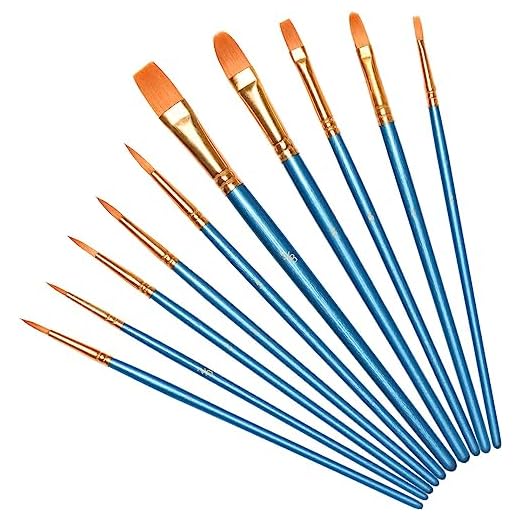 Vicloon Pinceles para Pintura, 10 Piezas of Pinceles de Nylon para Acuarela, óleo, Cara, Dibujo de líneas, Set de Pinceles de Artista para Principiantes, Profesionales (Azul)