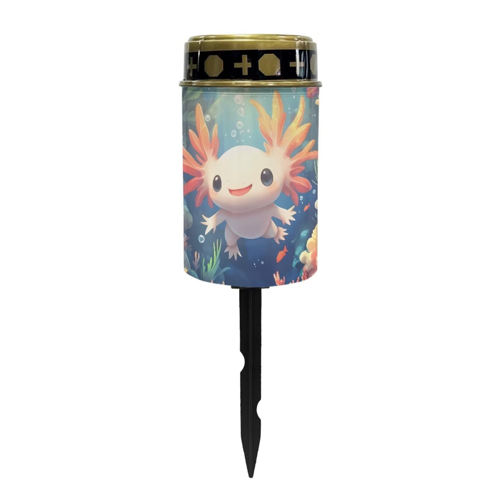 Axolotl Print Solar Garden Stake Lights Grave Lamp for Outdoor Cemetery Waterproof Dustproof Flameless Automatic Solar Light