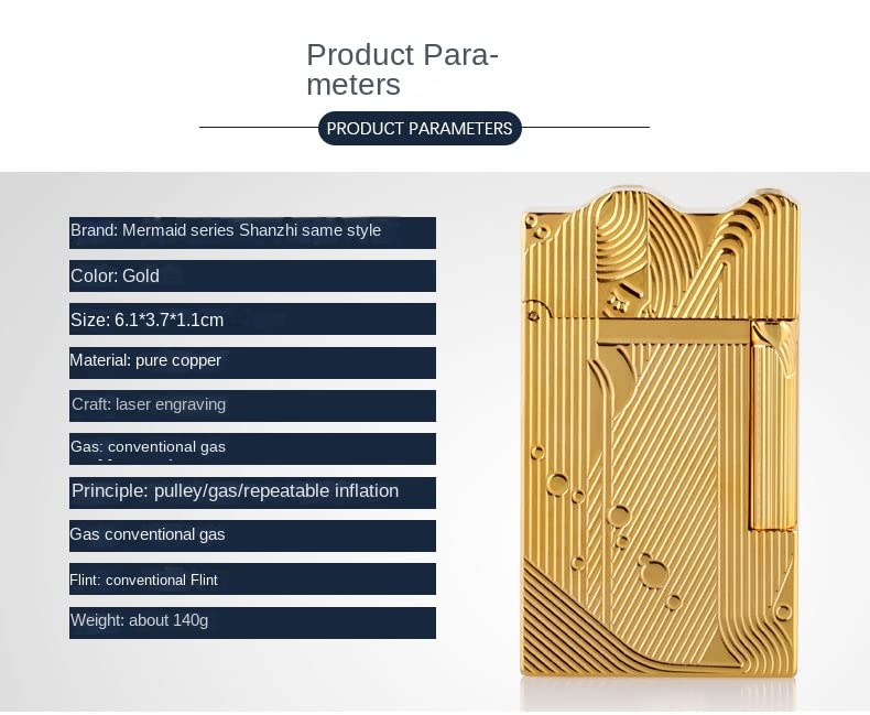 Encendedor estilo retro clásico de cobre dorado recargable miniatura 5
