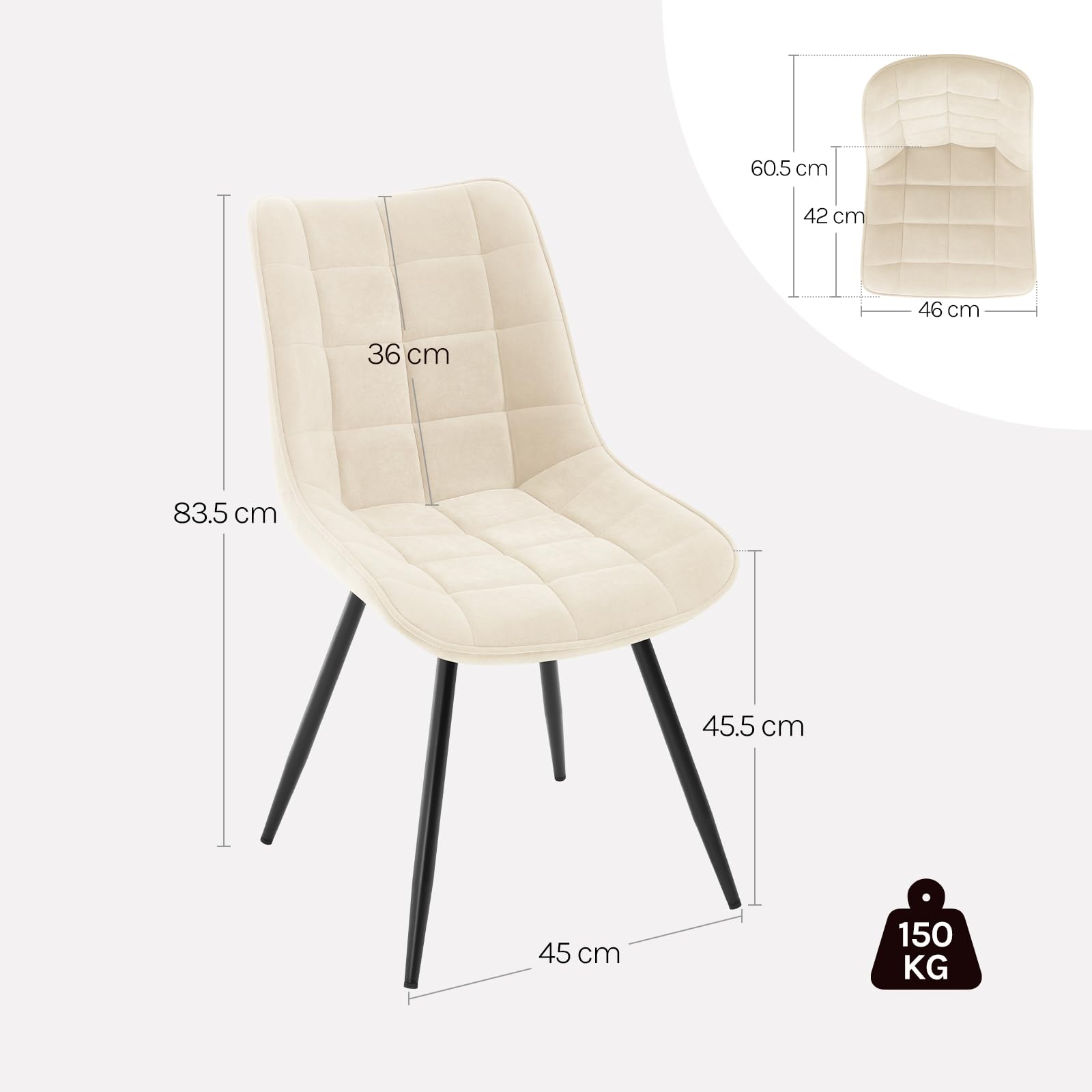WOLTU Juego de 4 Sillas Comedor Giratorias,Terciopelo,Beige