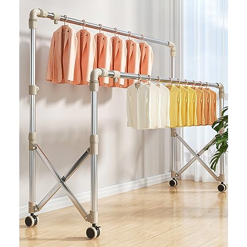 Foldable large capacity Folding Clothes Drying Rack â“ Stainless Steel Laundry Garment Dryer Stand, Movable Clothes Horses Rack With 4 Castors, Indoor & Outdoor Clothes Airer