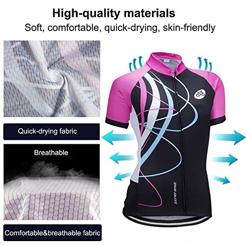 Women's Short Sleeve Breathable Cycling Jersey, Quick-Dry Biking Shirt Biking Cycle Tops Racing Bicycle Clothes - Image 4