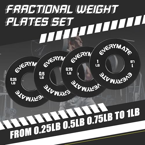 Image of EVERYMATE Fractional Micro Weight Plates Set of 8 Weight Plate Pair of 0.25LB 0.5LB 0.75LB 1 LB for Barbells for Strength Training Micro Plates Weight Plate