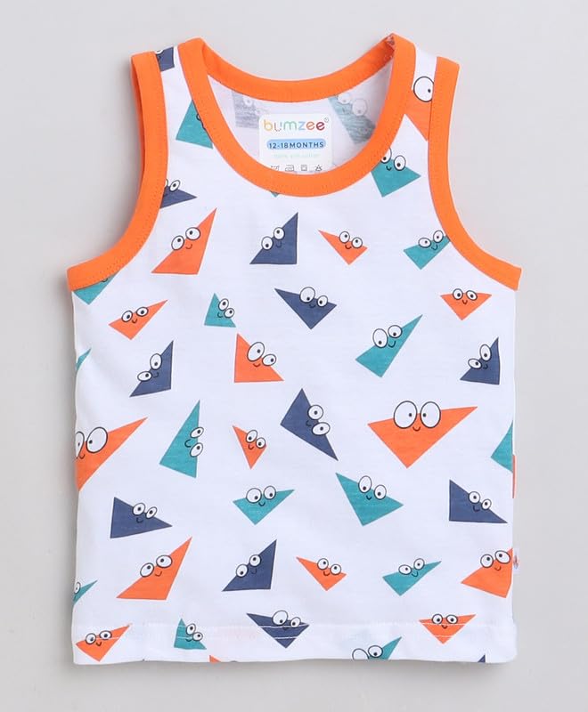 Image of BUMZEE Boys Regular Fit Sleeveless Round Neck Cotton T-Shirts,Pack of 2