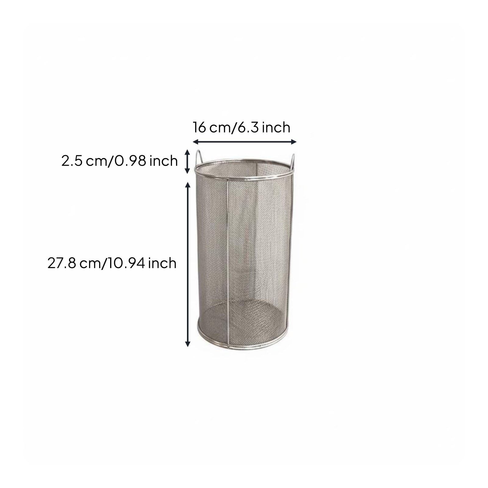 Filtro in Acciaio Inox per Preparazione di Bevande Fermentate Setaccio da Fermentazione a Maglia Colonna di Sostegno Adatto a Produzione Conservazione, 16CM, Mestolo
