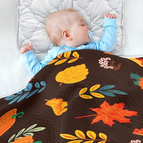 Burbuja Fall Pumpkin Baby Blanket for Boys Girls, Nursery Soft Warm Swaddling Receiving Baby Blankets, 30x40 in Toddler Blanket4