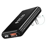 Slim Flat USB C Wall Plug, OKRAY 50W Ultra-Thin&Foldable Dual USB Charger PD30W USB-C+USB-A Fast Charging Block Multiport Travel Power Adapter for iPhone 17 Air 16 15 14 13 12 Pro,iPad, Galaxy S25 S24