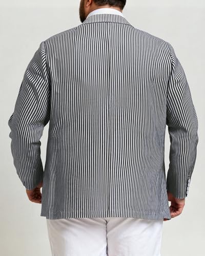 Men's Big & Tall Striped Seersucker Blazer Casual Lightweight Suit Jacket Summer Beach Wedding Daily Wear2