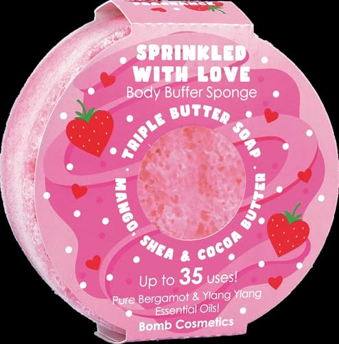 Bomb Cosmetics Savon éponge exfoliant et hydratant triple beurre infusé d'amour 2 en 1