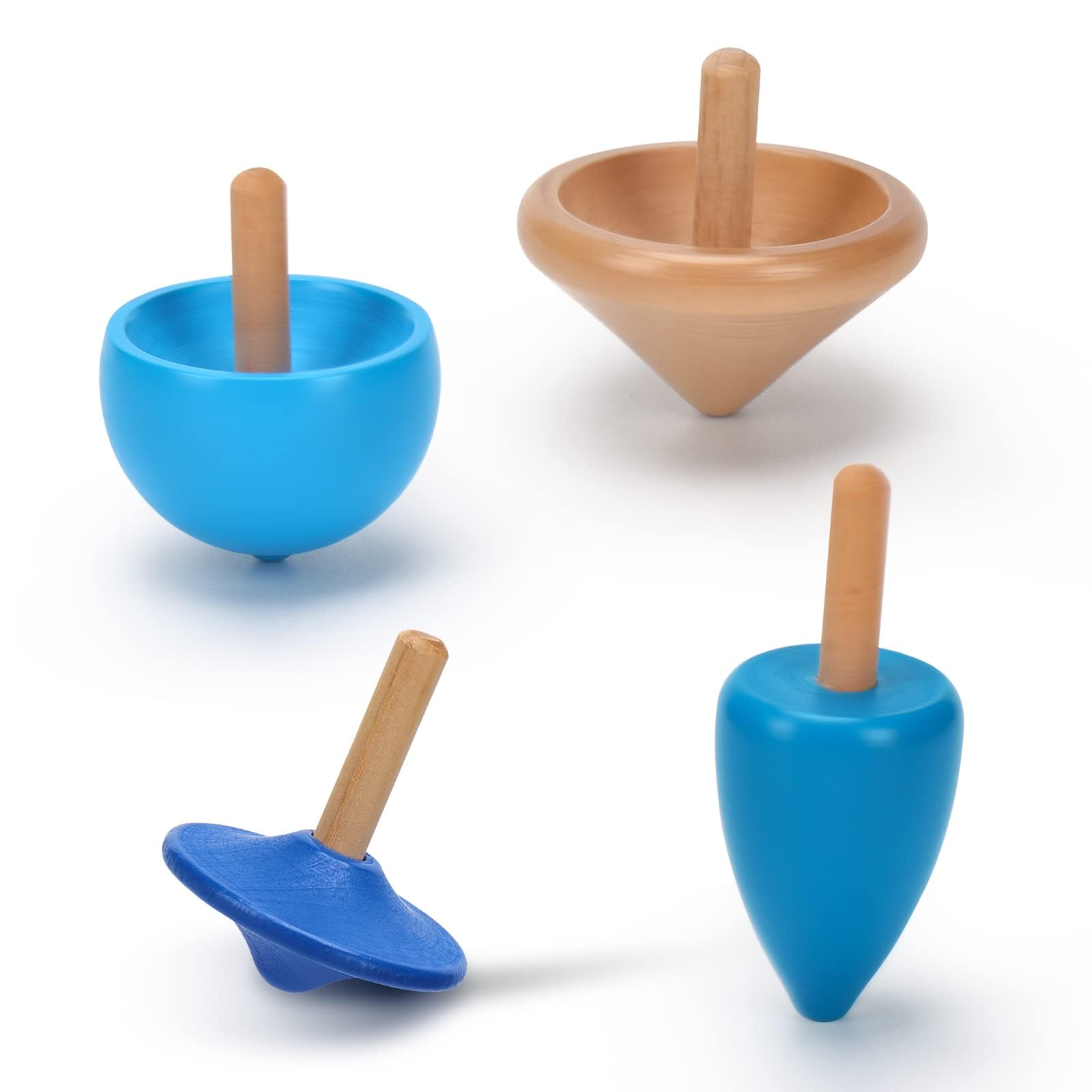 NALACAL Wooden Spinning Tops, Montessori Wooden Spinner Toys, Portable Sensory Toys for Kids, Preschool Educational Spin Tops, Travel-Friendly Wooden Fidget Toys