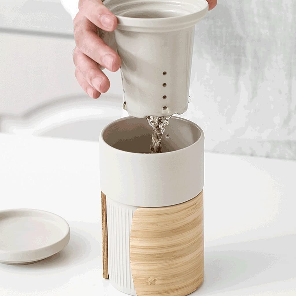 FiliżAnki Kubek PodróżNy Kreatywny Ceramiczny Zestaw Kubków Do Herbaty Z Filtrem I Pokrywką, Izolowany Poręczny Kubek Klasyczny Kubek Do Zimnych/gorących Napojów-350 ML Kawa Kubek Kubek (Blue : V)