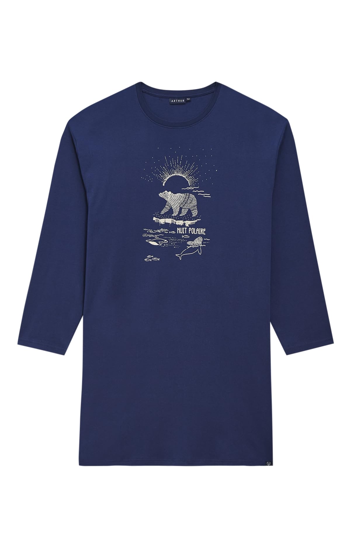 ARTHUR - Maxi Tee-Shirt - Chemise de Nuit Homme - Manches Courtes et Col Rond - Coton Issu de l'agriculture Biologique