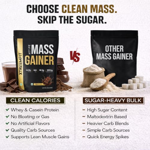 Image of Mass Gainer Protein Powder 1kg Chocolate Flavor | High Calorie Weight Gainer | Muscle Mass & Strength Builder | Protein + Carbs Blend | Fast Weight Gain Supplement, For Men & Women