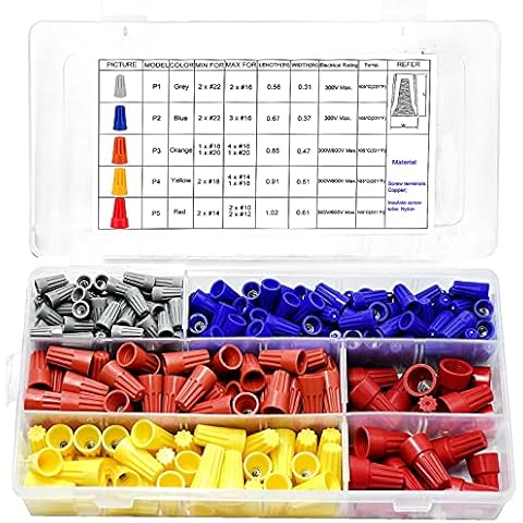 Kosiy 320Pcs Electrical Wire Connectors Kit - Muhize Electrical Twist Nuts Caps Wire Connectors with Spring Insert Twist Nuts Caps Assortment Set Cover