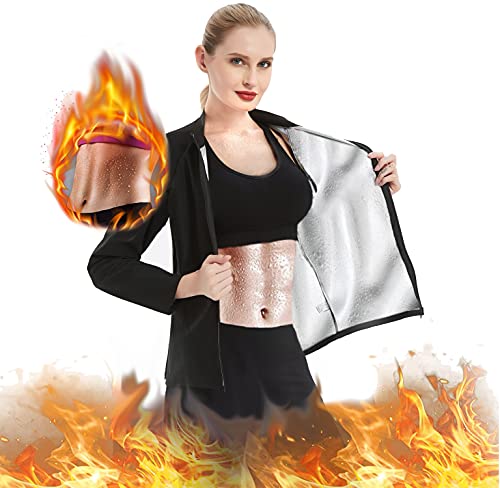 GOLD XIONG PADISHAH Women Sauna Suit Fitness Exercise Sauna Sweat Suit | Long Sleeve Sauna Jacket Women Sauna Top Gym Workout Sweat Jacket for Women(Sauna top E,Medium)